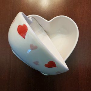 2 Heart Shaped Ceramic Bowls